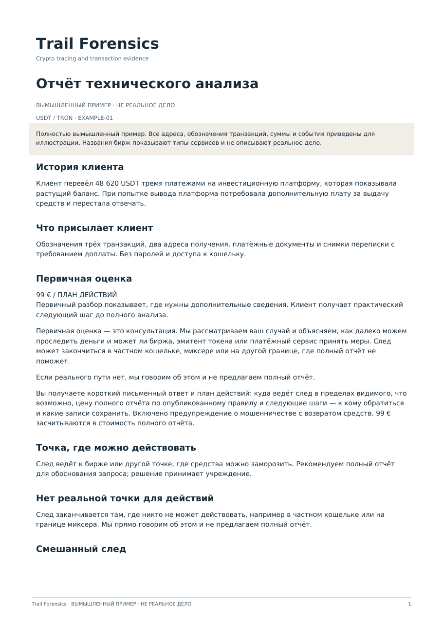 Первая страница примерного отчёта